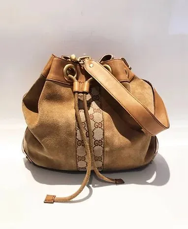 2000s GUCCI SUEDE LEATHER BUCKET BAG