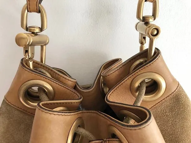 2000s GUCCI SUEDE LEATHER BUCKET BAG