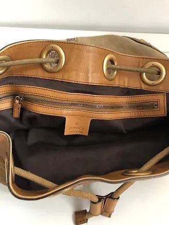 2000s GUCCI SUEDE LEATHER BUCKET BAG
