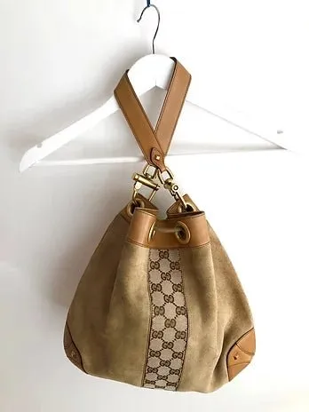 2000s GUCCI SUEDE LEATHER BUCKET BAG