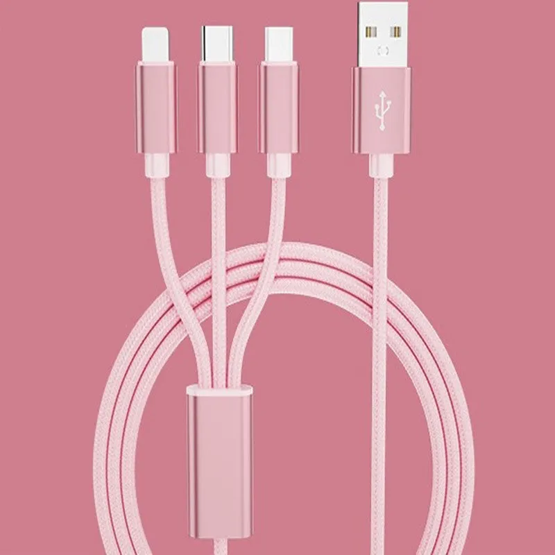 3-in-1 Multi Fast Universal USB Charging Cable Compatible for Type C/ iPhone IOS/ Android