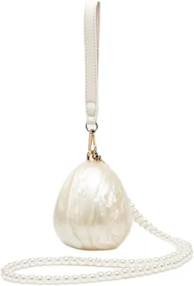 Acrylic Shell Shaped Clutch Women 2025 Trendy Luxury Marble Evening Handbag Pearl Chain Shoulder Bag Wedding Party