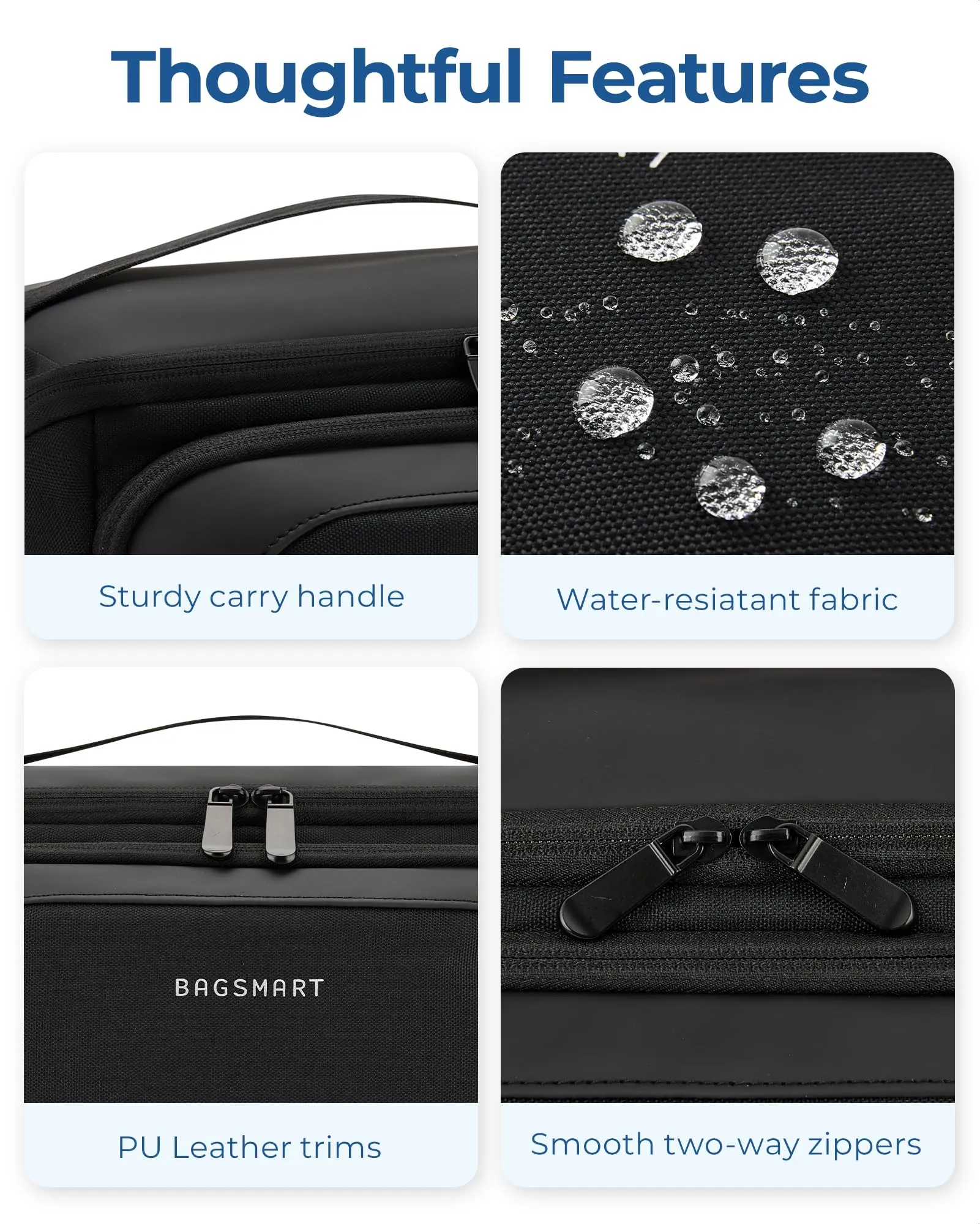 BAGSMART Toiletry Bag for Men, Wide Opening Travel Bag for Toiletries, Dopp Kit Water Resistant Shaving Hygiene Bag for Bathroom Shower, Toiletries Accessories,Travel Essentials-Gray