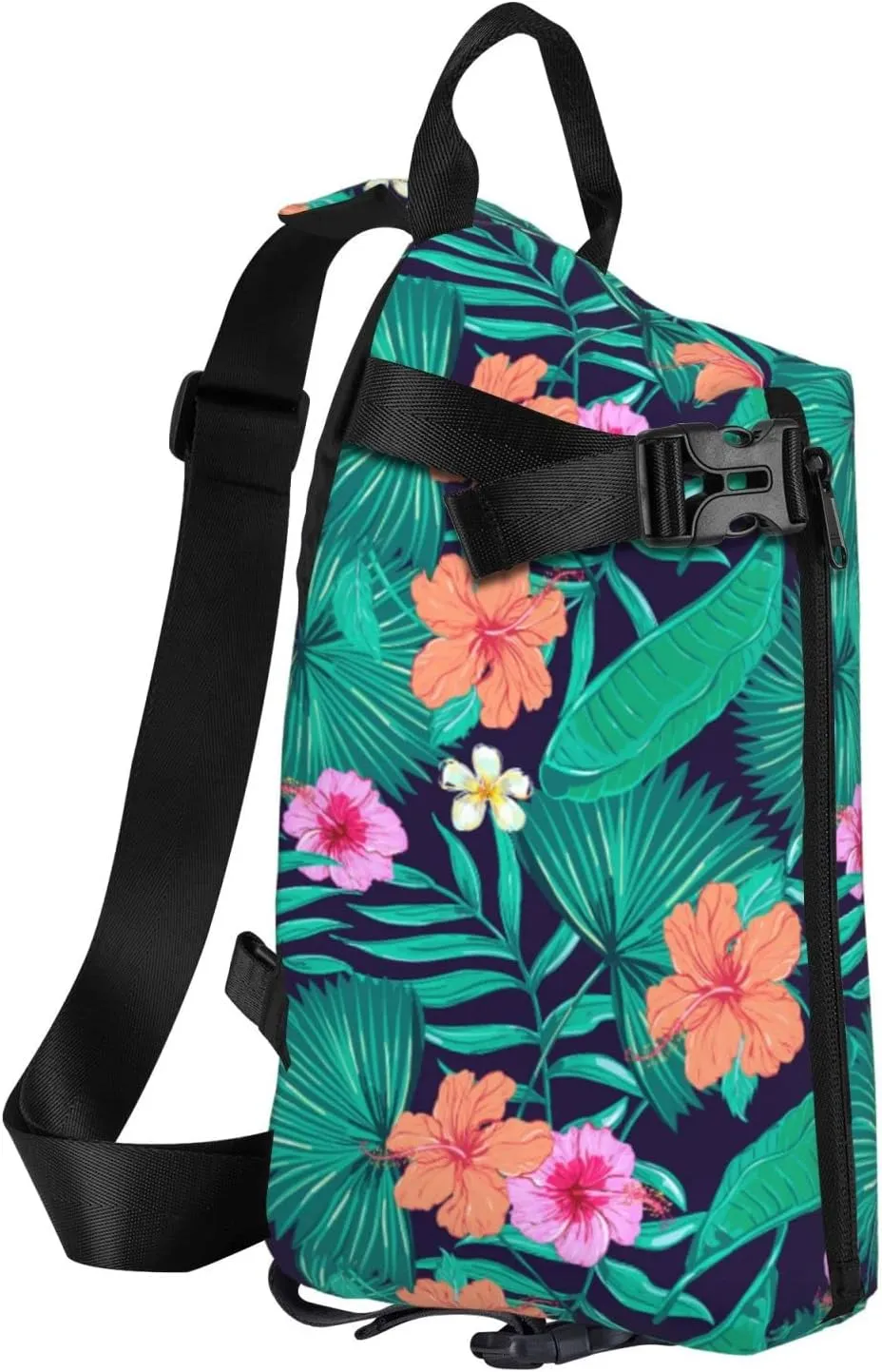 bassyil Tropical Palm Leaves Sling Bag Crossbody Chest Backpack Shoulder Daypack for Women Men Travel Hiking