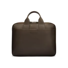 Belmont Leather 15" Laptop Briefcase - Brown With Gunmetal Zips