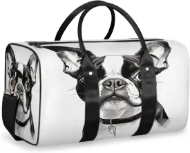 Bostonterrier Dog Travel Duffle Bag, Sports Gym Bags for Women Men, Carry On Weekender Overnight Workout Airplane Trips Bag