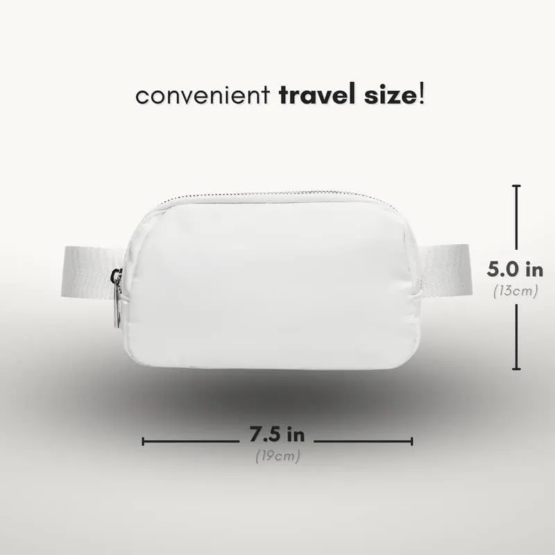 Boutique Belt Crossbody Bag Fanny Pack for Women Fashionable | Cute Mini Everywhere Bum Hip Waist Pack | Fashion Travel Chest Bag | Silver Accessories | Adjustable Small Strap | White