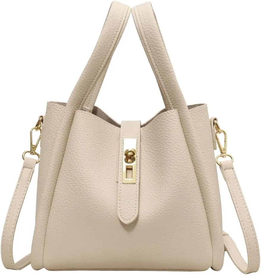 Bucket Bags for Women - Leather Crossbody Bucket Purse Small Handbag Trendy Vintage Shoulder Bag with Small Purse
