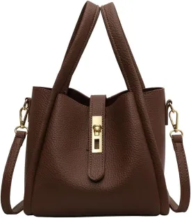 Bucket Bags for Women - Leather Crossbody Bucket Purse Small Handbag Trendy Vintage Shoulder Bag with Small Purse