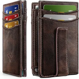 BULLIANT Magnetic Closure Slim Wallet-Genuine Leather Front Pocket Wallet for Men,RFID Blocking,Holds 12 Cards and Money Clip