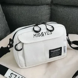Canvas Square Women's Shoulder Bag with Zipper