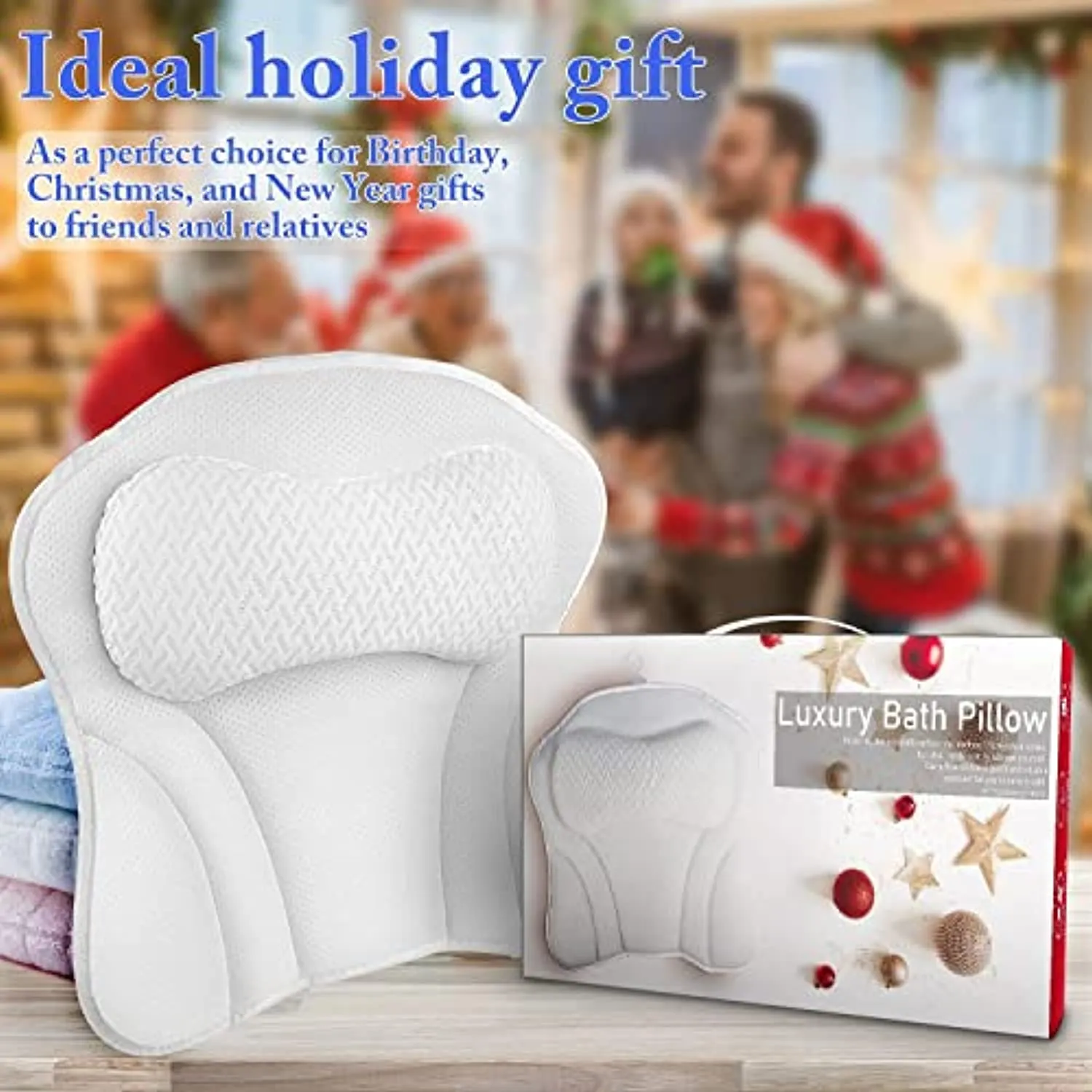 CAYCOIN Bath Pillow for Tub Comfort Bathtub Pillow, Ergonomic Bath Pillows for Tub Neck and Back Support with 6 Suction Cups, Ultra-Soft 4D Air Mesh Design SPA Tub Bath Pillow for Women & Men