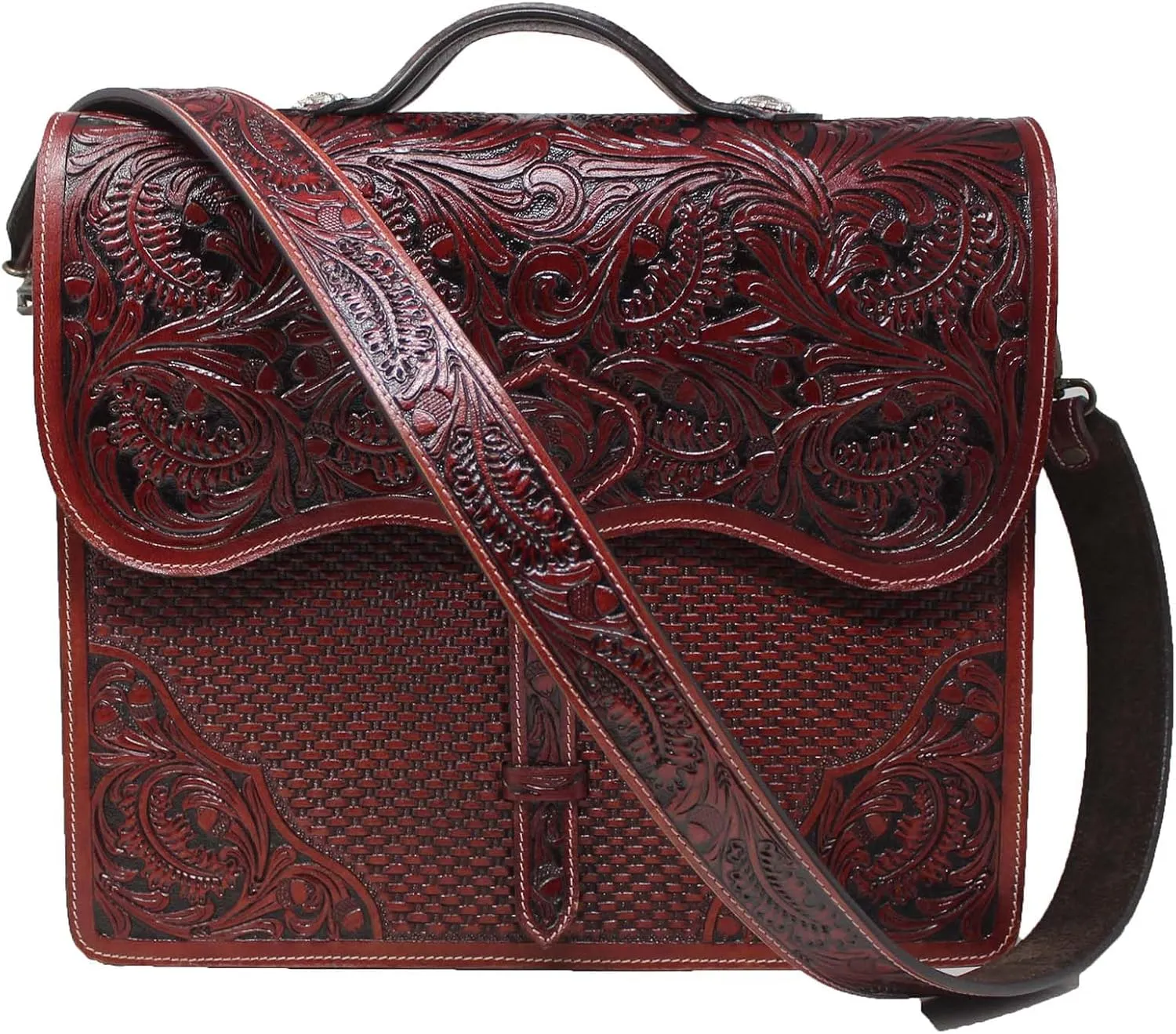 CHALLENGER Laptop Western Tooled Genuine Leather Business Art Binder Portfolio Padfolio Bag 18FKMPortfolio