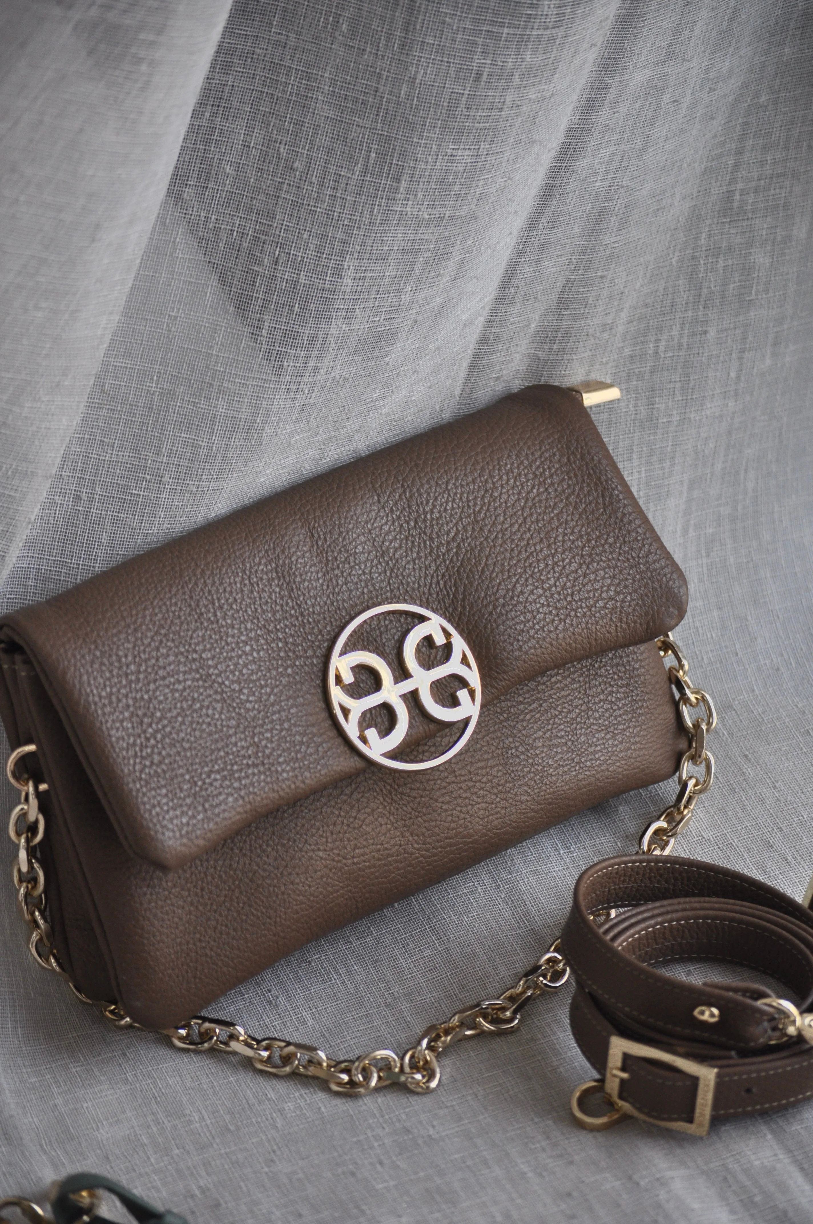 Clelia Mini Leather Shoulder Bag - Biscotti