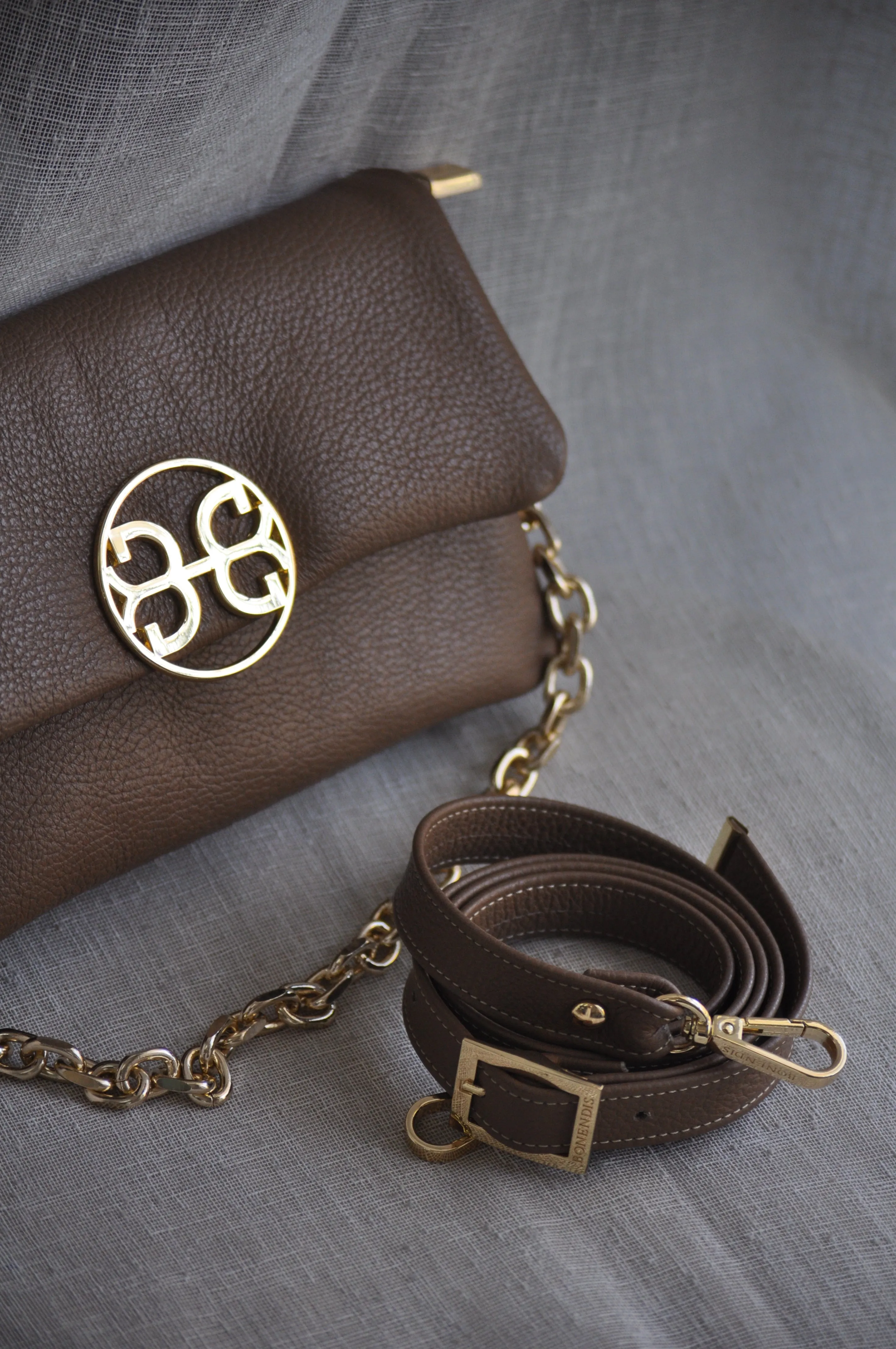 Clelia Mini Leather Shoulder Bag - Biscotti