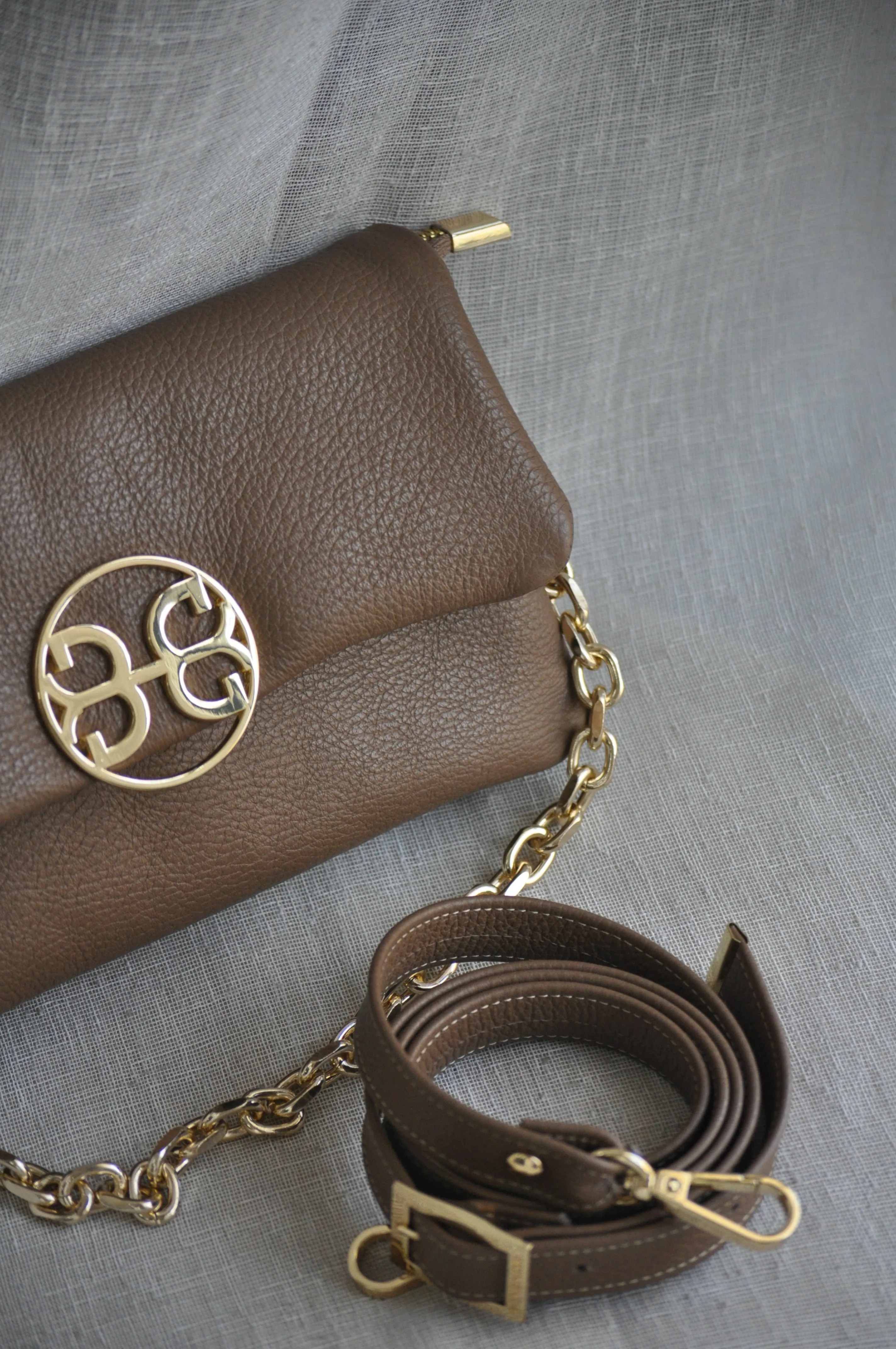 Clelia Mini Leather Shoulder Bag - Biscotti