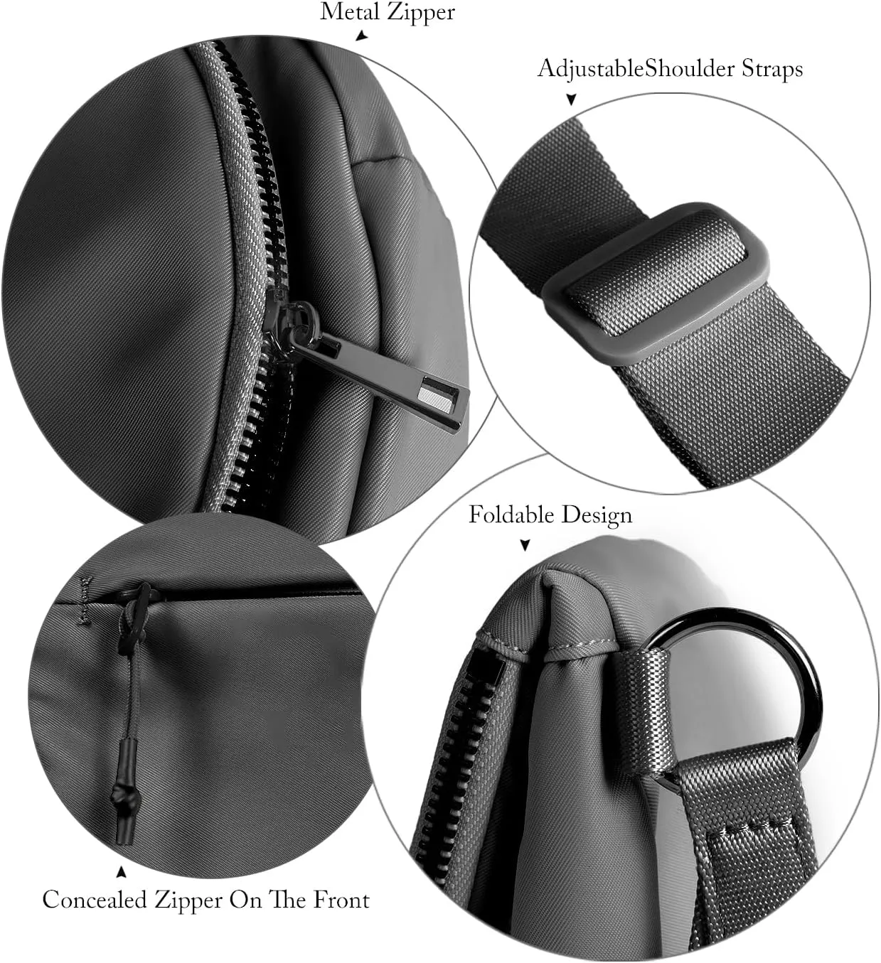 Crescent Bag for Women and Men, Fashion Medium Nylon Folding Crescent Moon Bag Single Shoulder Bag with Adjustable Strap