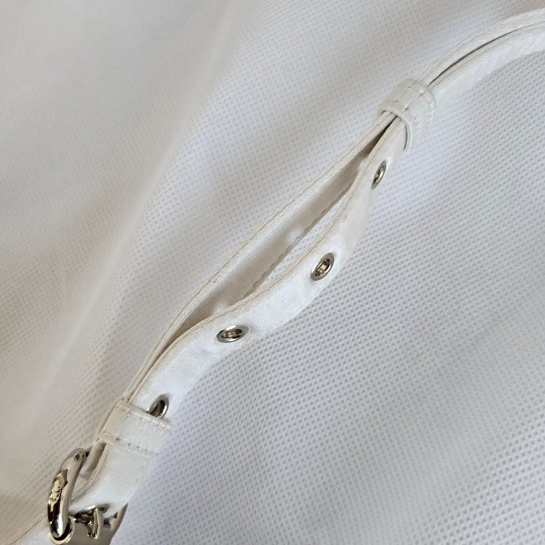 Dior White Satin Mini Lady Dior with Beaded Detail