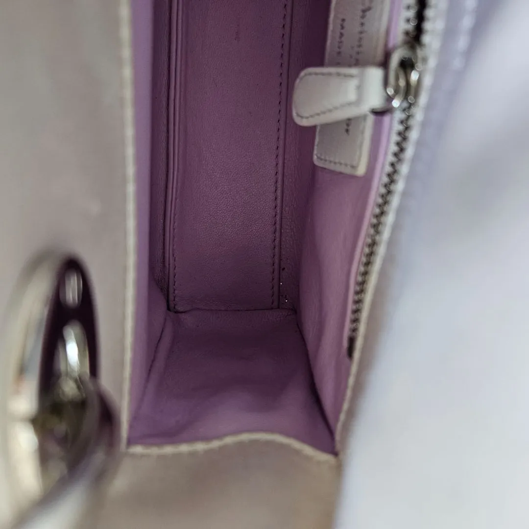 Dior White Satin Mini Lady Dior with Beaded Detail