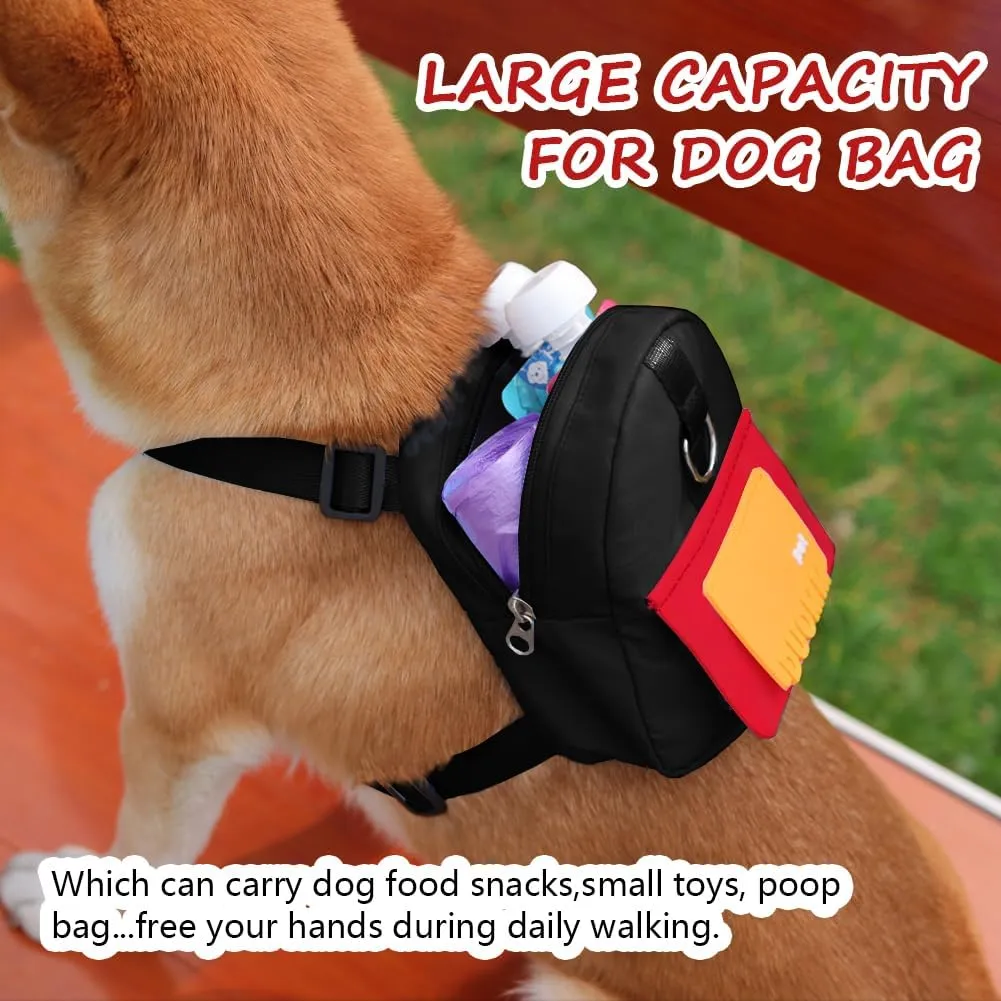 Dog Backpack for Small Dogs to Wear,Cute Pet Puppy Harness Backpacks with Leash Adjustable Dog Self Carrier Bag for Travel Hiking Daily Walking (S, Black)