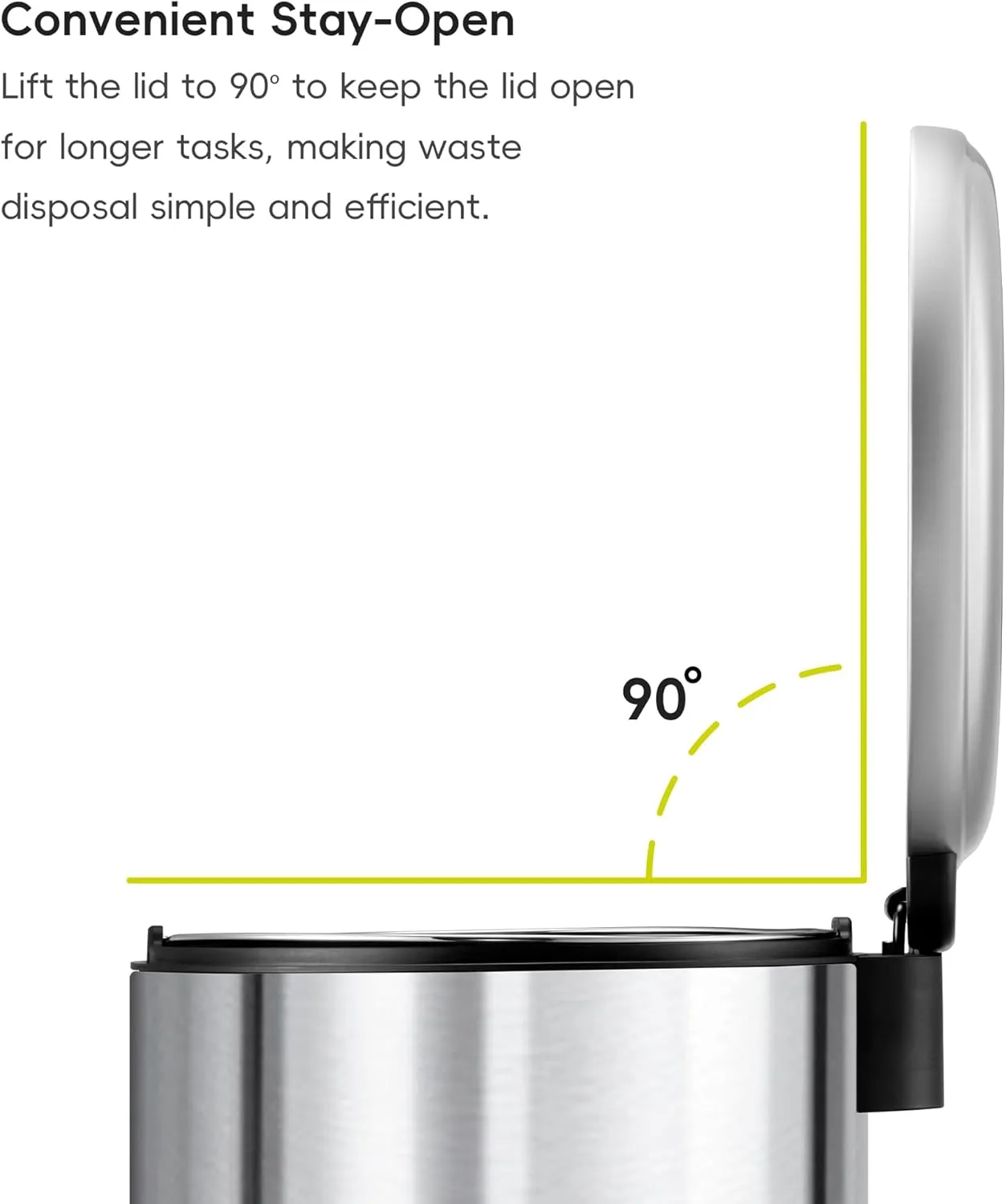 EKO Round Bathroom Trash Can with Lid, 5L / 1.32 Gallon Small Step Garbage Can with Removable Inner Bucket, Soft-Close Metal Waste Basket with Foot Pedal, Brushed Stainless Steel