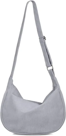 FITDON Corduroy Crescent Crossbody Bag for Women Men, Small Sling Hobos Dumpling Bag Crescent Purse