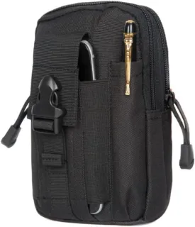 FRCOLOR Men's Waist Bag Mobile Phone Case for Outdoor Activities Casual Black Waist Pack for Keys Wallet and Accessories Storage