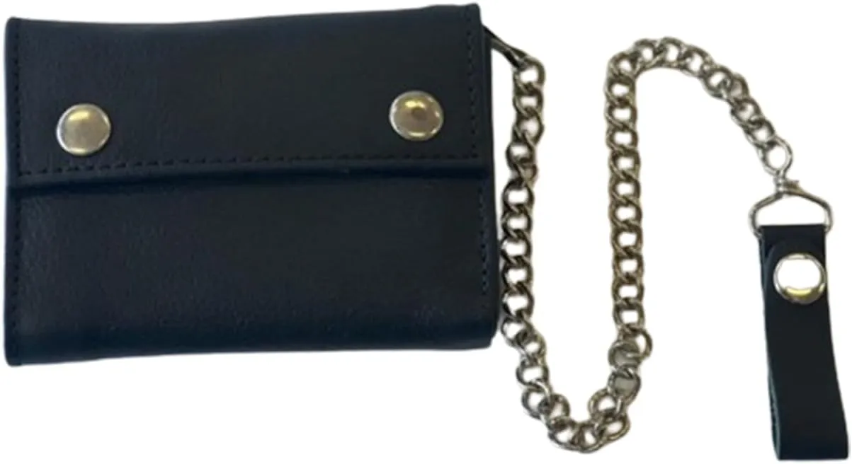 Handmade Black Biker Leather Wallet with Chain  | Leather Wallet