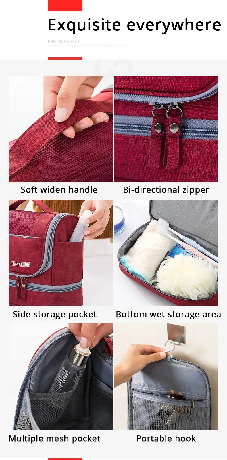 Hanging Cosmetics Organizer Toiletry Bag for Travel