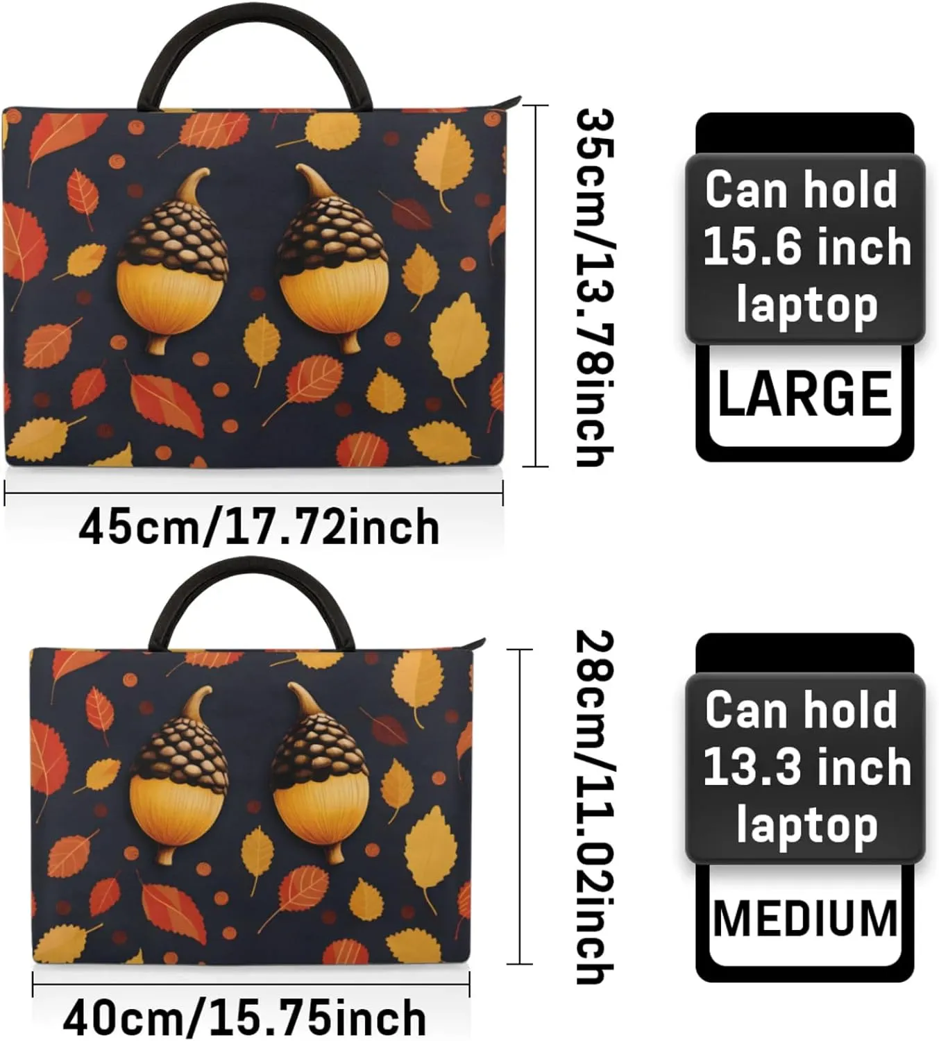 Hazelnut Leaf Laptop Sleeve with Handle Waterproof Computer Carrying Case