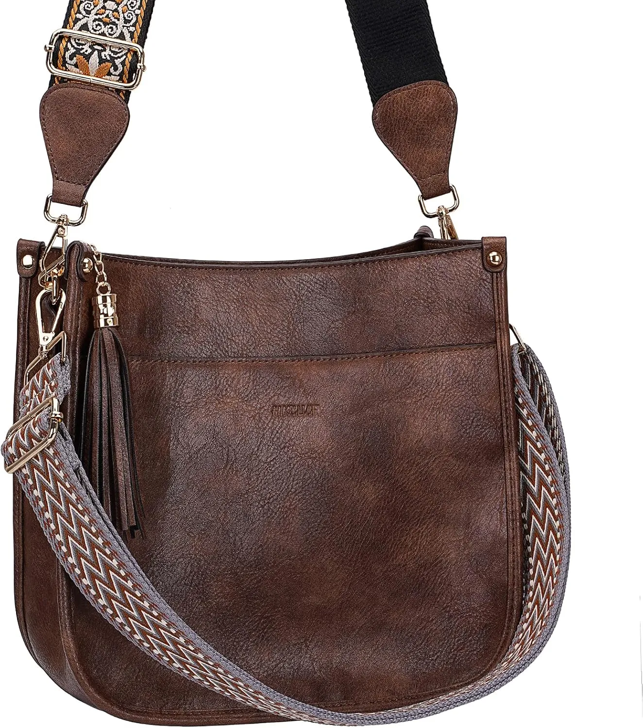 HKCLUF Crossbody Bag Purse for Women 2PCS/Set Leather Hobo Handbag Wallet Set With 2Adjustable Guitar Strap Shoulder Bag