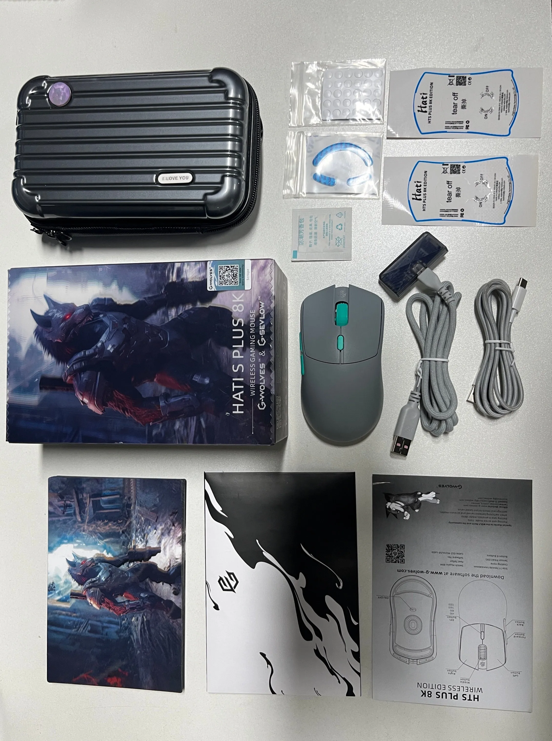 HTS Plus 8K Wireless Gaming Mouse,46g±1g，USB: Type C port