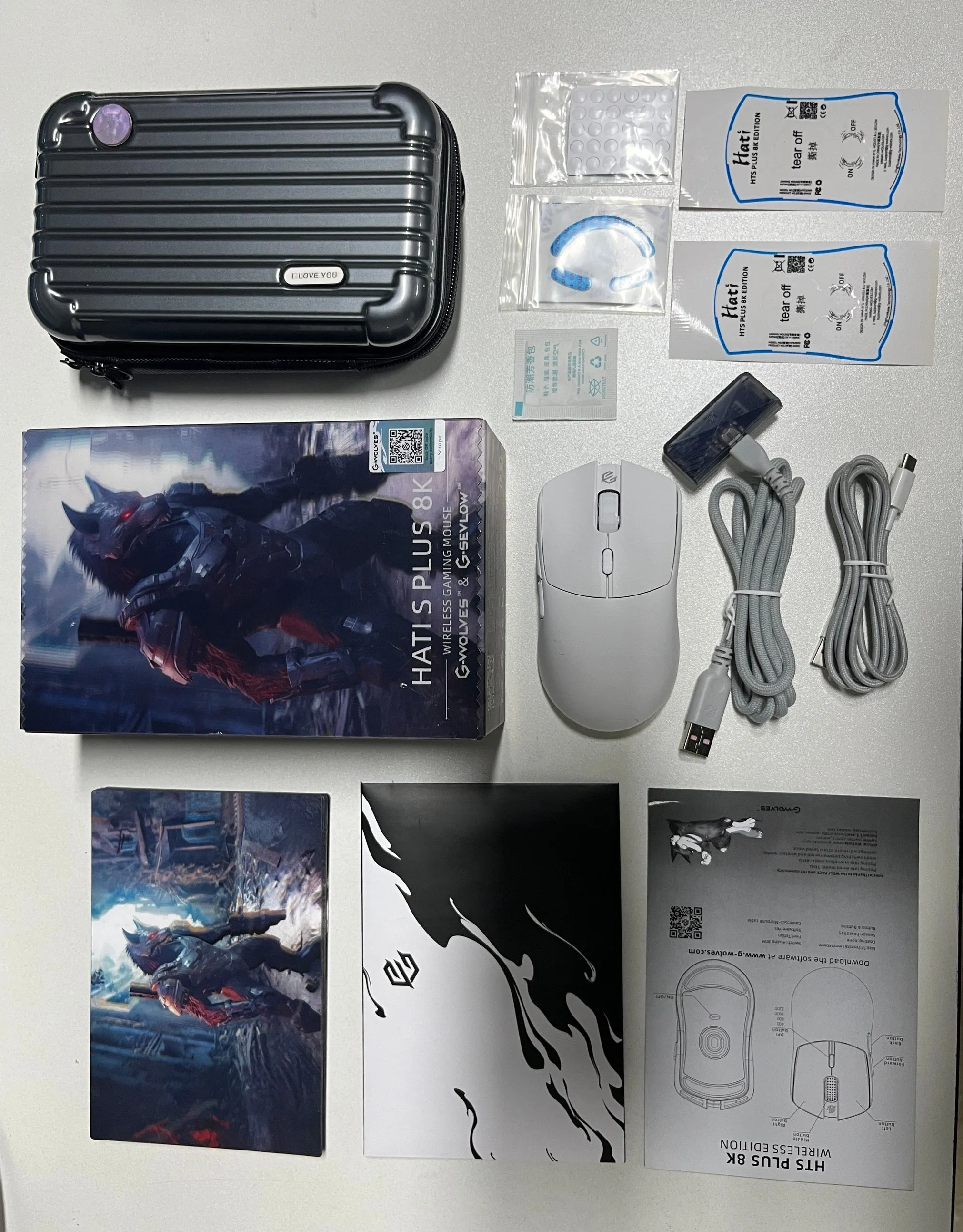HTS Plus 8K Wireless Gaming Mouse,46g±1g，USB: Type C port