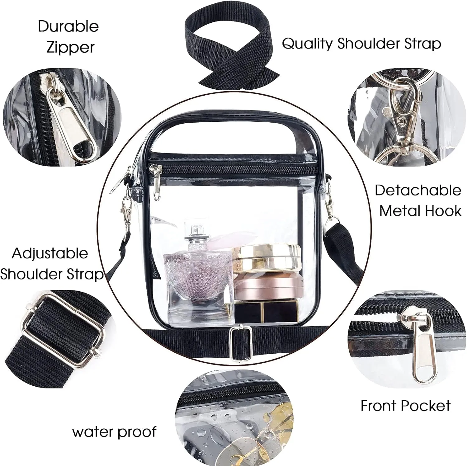 KETIEE Clear Crossbody Bag, Stadium Approved Clear Purse Bag for Concerts Sports Events Festivals