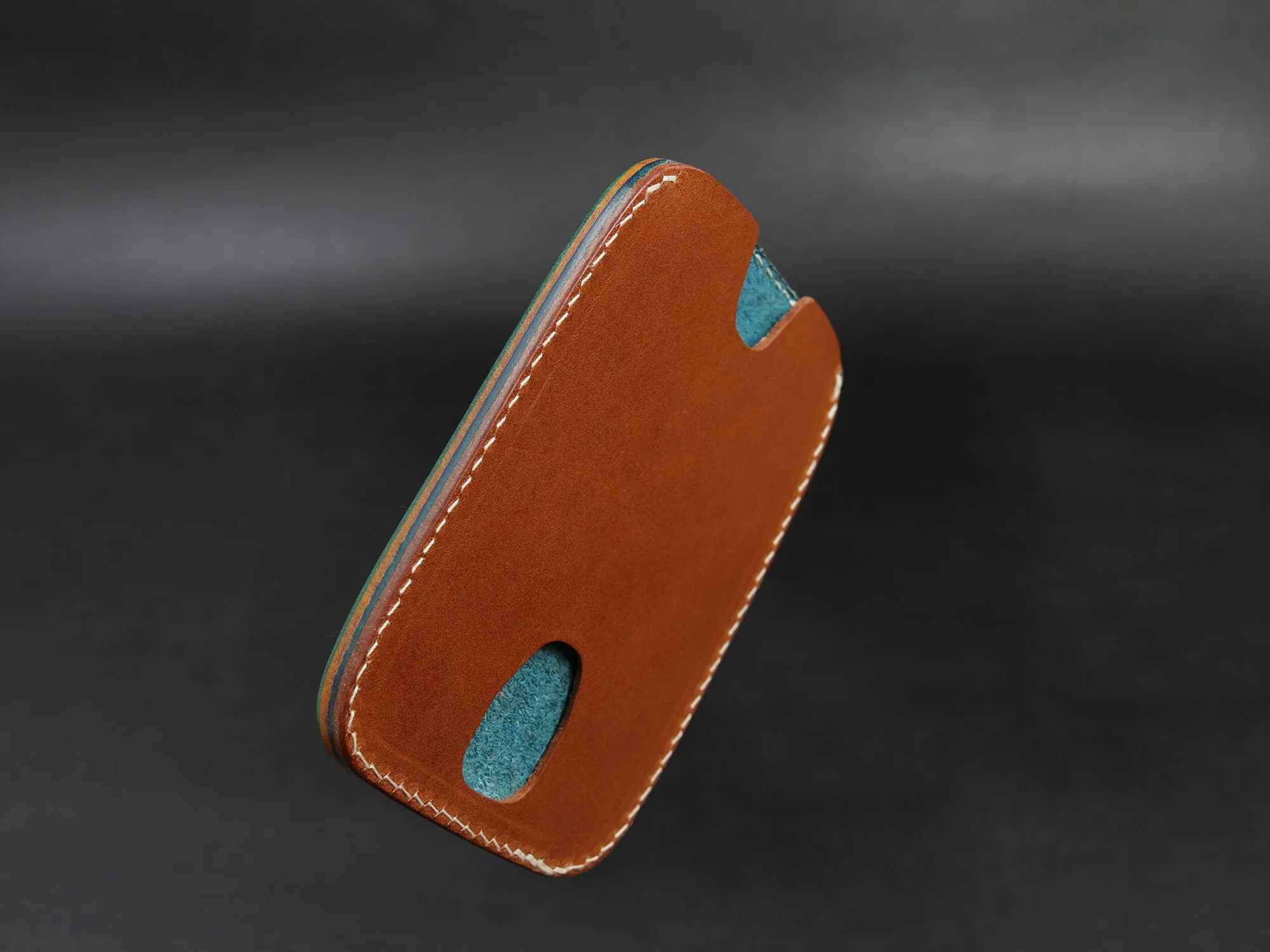 Leather Card Wallet [LC-GYNBr] - LAYERS SERIES - Card Holder - Premium Italian Veg-Tanned Leather - Personalized Stamp - Handcrafted in USA