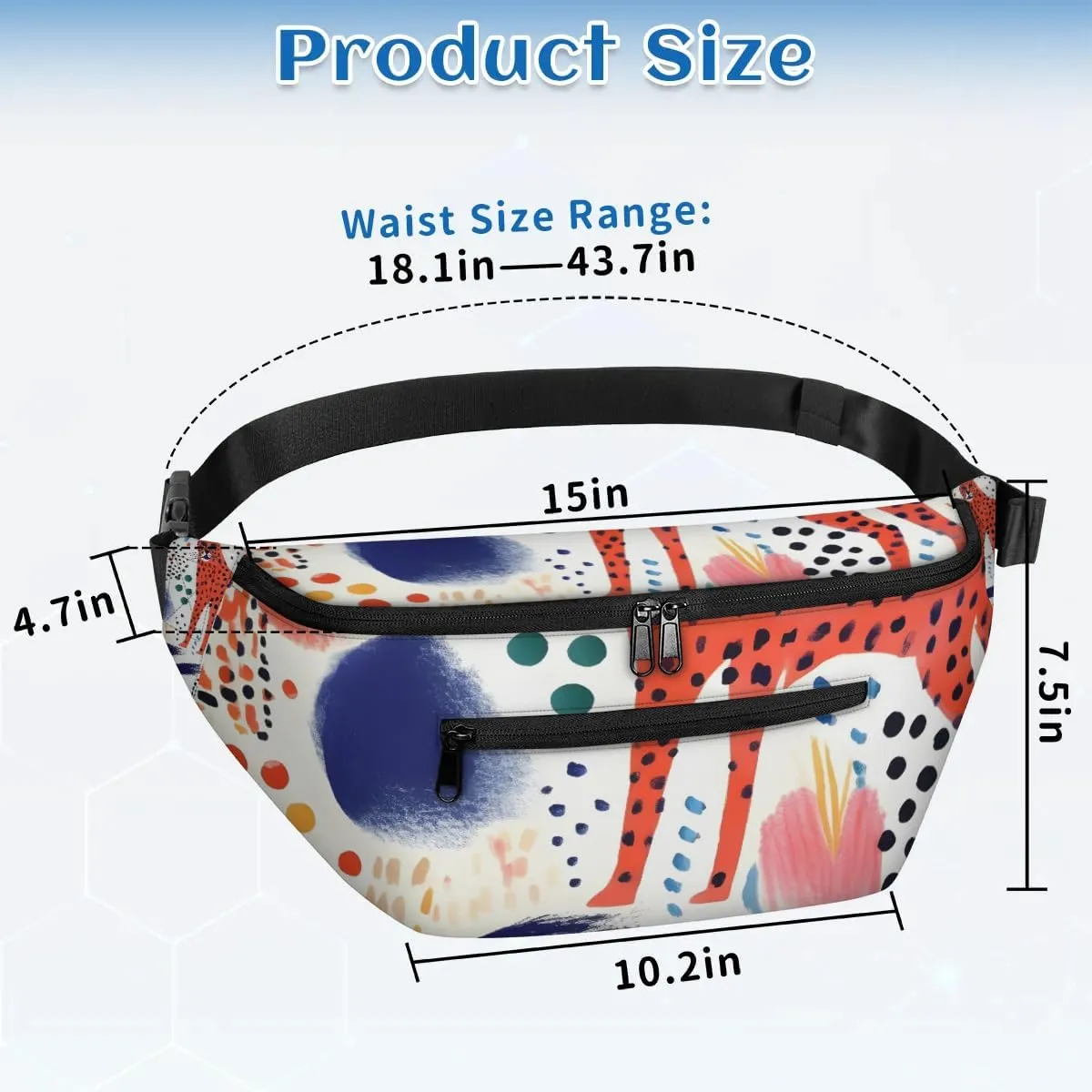 Leopard Spots Sling Bag Crossbody Backpack Chest Daypack for Women Sport Travel Hiking Casual Bag Multipurpose Waist Pack With Zipper Closure Adjustable Strap Shoulder Bag
