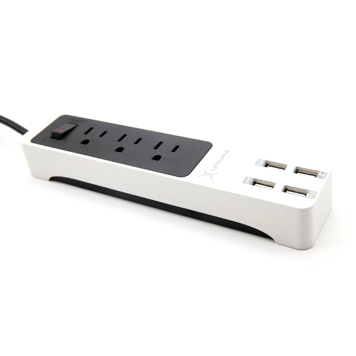 Lexuma XStrip 3-Gang US Type 15A Socket Mini USB Power Strip with 4 USB Ports
