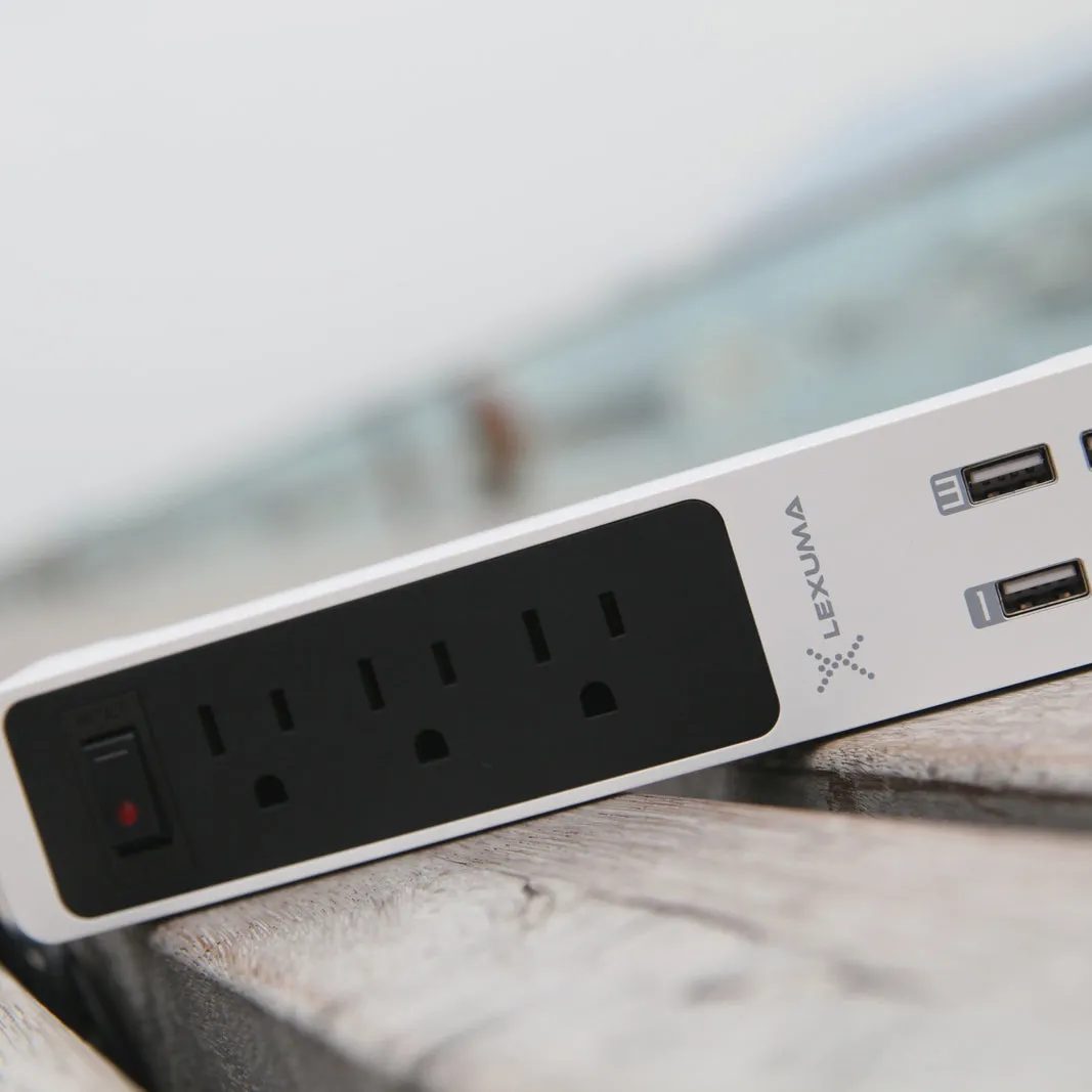 Lexuma XStrip 3-Gang US Type 15A Socket Mini USB Power Strip with 4 USB Ports