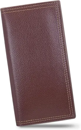 Long Wallet for Men, Minimalist Leather Bifold Slim Wallets, Fashion Clutch Purse Credit Card Holder Wallet (Coffee)
