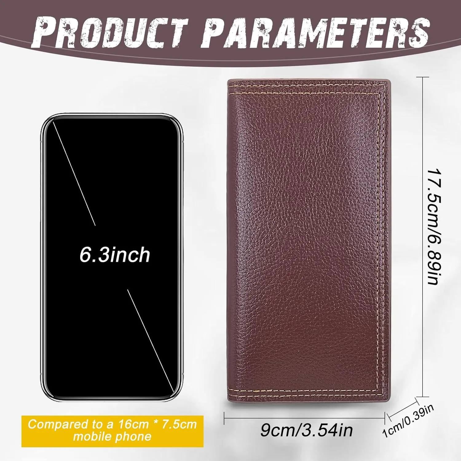 Long Wallet for Men, Minimalist Leather Bifold Slim Wallets, Fashion Clutch Purse Credit Card Holder Wallet (Coffee)