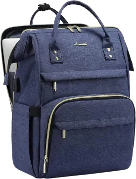 LOVEVOOK Laptop Backpack for Women, 15.6 Inch Travel Backpack with Laptop Compartment, Water Resistant Work Backpack for Teacher Nurse Doctor, Anti-theft Computer Bag with Charger, Navy Blue