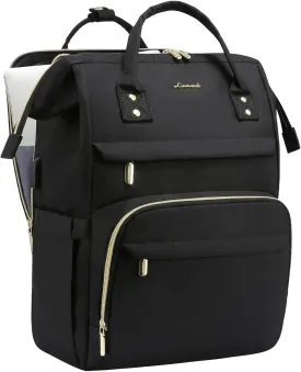 LOVEVOOK Laptop Backpack for Women, Travel with Compartment, Water Resistant Teacher Nurse Backpack, Anti-theft Back Pack Charger Work Doctor, 15.6-Inch, Black