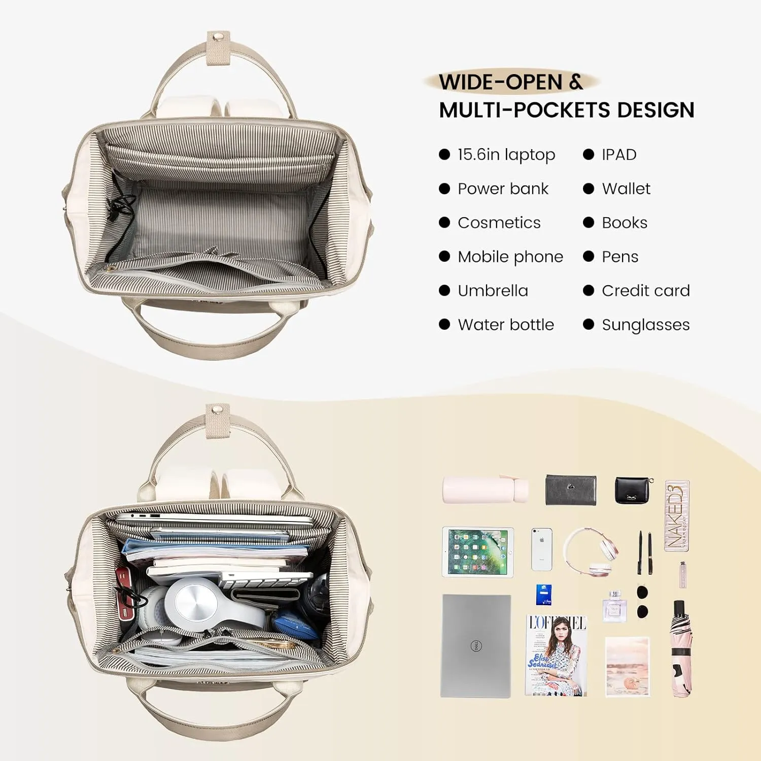 LOVEVOOK Laptop Backpack Purse for Women Waterproof Teacher Nurse Bag, 15.6 Inch Work Laptop Bag with USB Port, Business Travel Computer Backpack