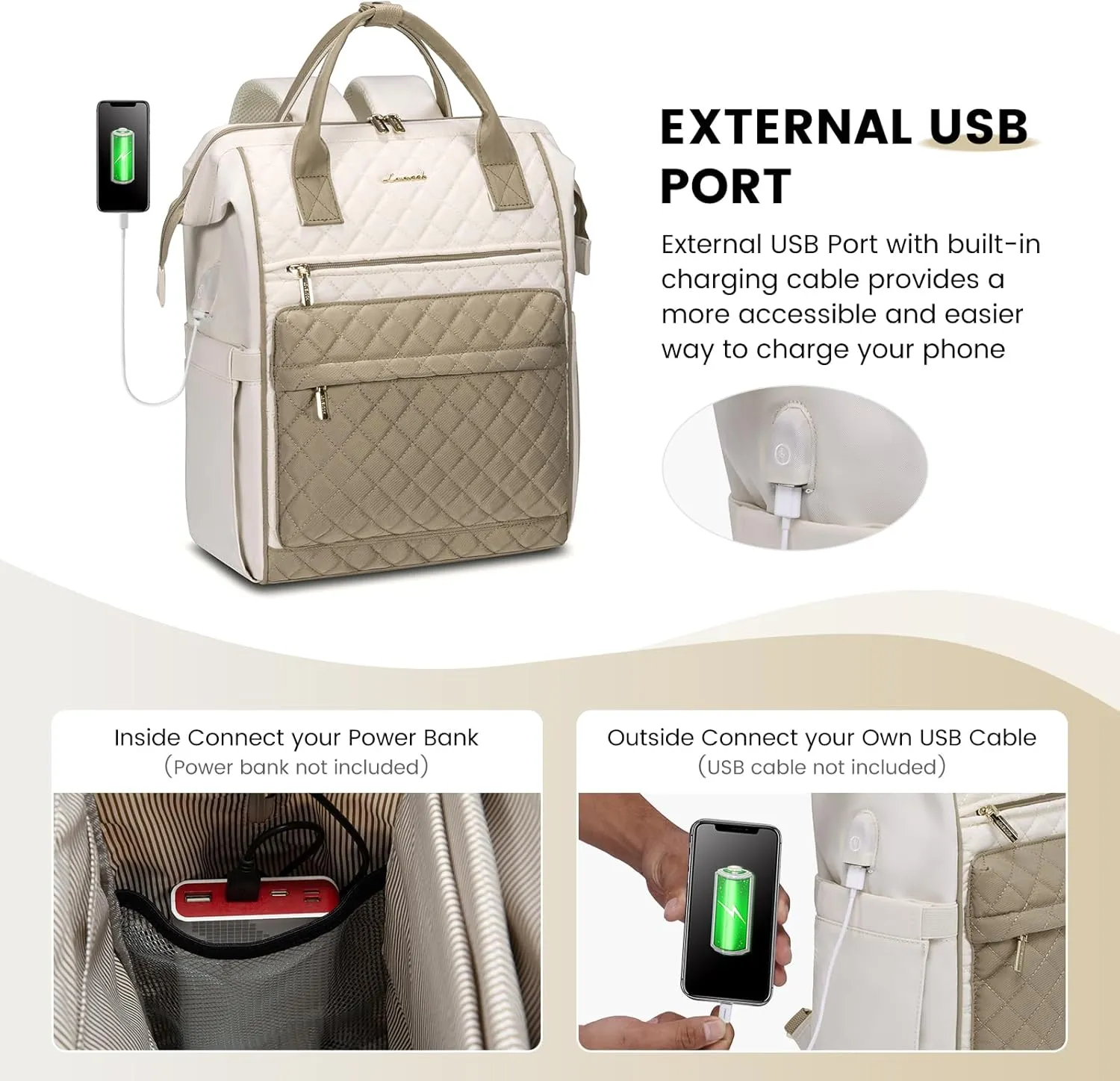 LOVEVOOK Laptop Backpack Purse for Women Waterproof Teacher Nurse Bag, 15.6 Inch Work Laptop Bag with USB Port, Business Travel Computer Backpack