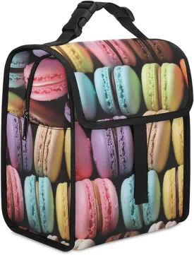 Lunch Bag for Women Men Macaron Biscuit Flavored Pastries Lunch Box for Adult Lunch Tote Bag Leakproof Cooler Bag Insulated Lunchbox Reusable Lunch Containers for Office Work Picnic