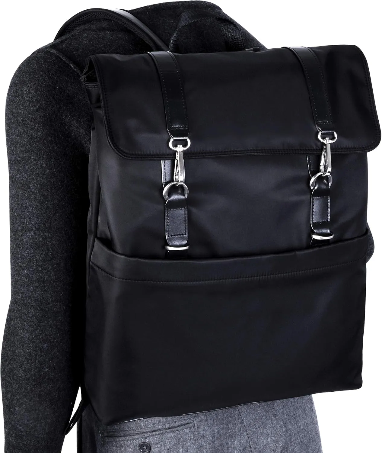 McKLEIN 17" Nylon Flap Over Laptop Backpack- ELEMENT- Black