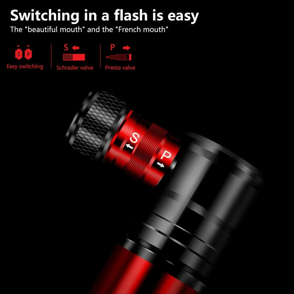 Mini Bike Pump Tire Inflator 100PSI MTB Road Bike Cycling Pump Aluminum Alloy Bicycle Hand Air Pump Schrader Presta Valve