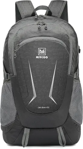 MIYCOO Lightweight Backpack for Men Women Foldable Packable Hiking Travel Backpack Outdoor Camping Waterproof Daypack 45L Grey