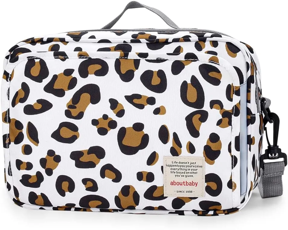 MOMIGO Baby Diaper Caddy Bag - Diaper Caddy Tote Baby Stroller Bag Nursery Storage Bin for Diapers, Wipes & Toys Mini Diaper Bag for Outdoor (Leopard)