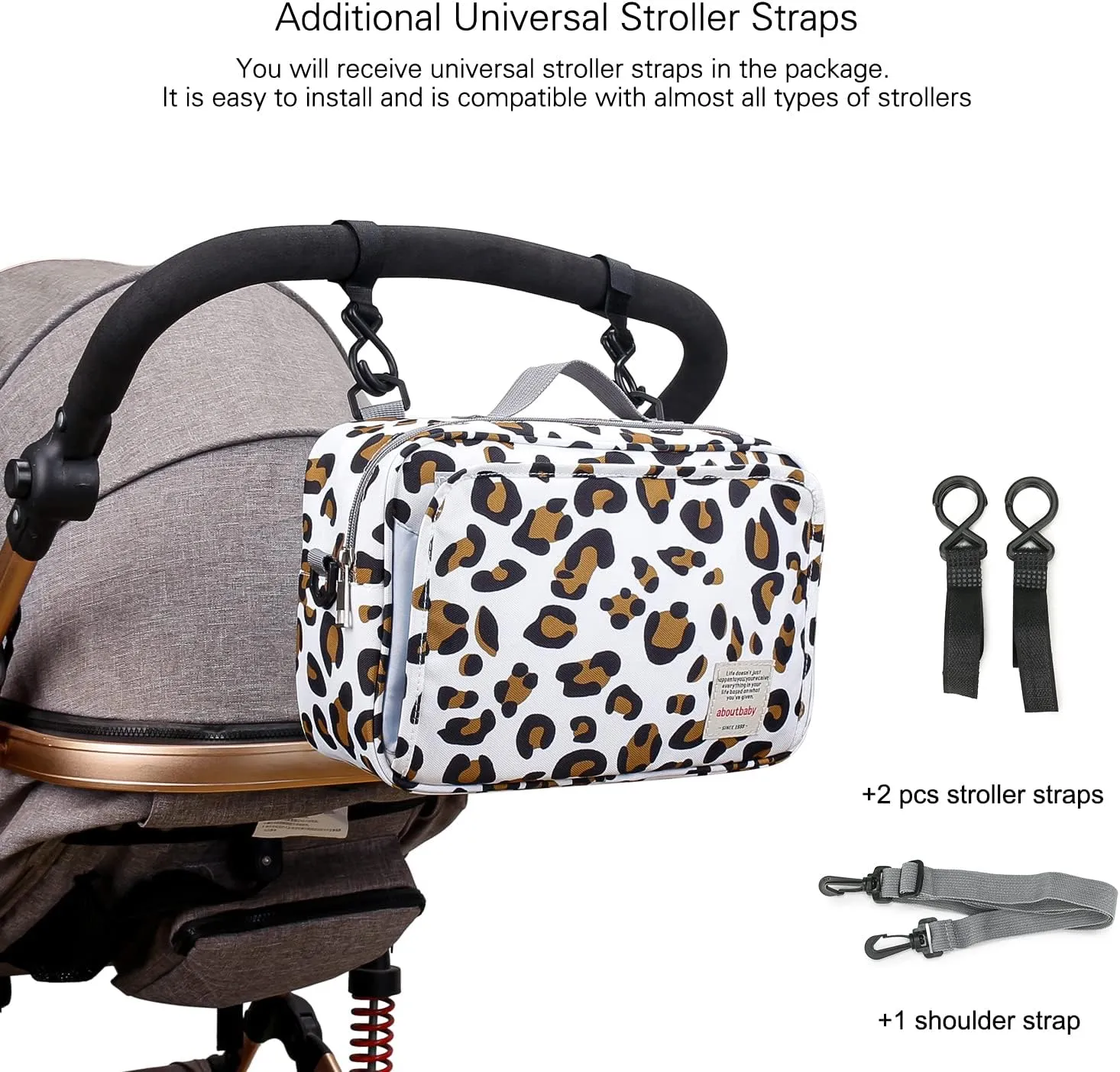 MOMIGO Baby Diaper Caddy Bag - Diaper Caddy Tote Baby Stroller Bag Nursery Storage Bin for Diapers, Wipes & Toys Mini Diaper Bag for Outdoor (Leopard)